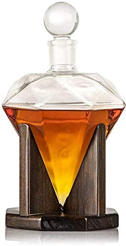 Flaschenregal Weinregal Weinglashalter Whisky-Dekanter, kreativer Wein-Dekanter aus Diamantglas, für Likör, Scotch, Rum, Bourbon, Wodka-1000 ml