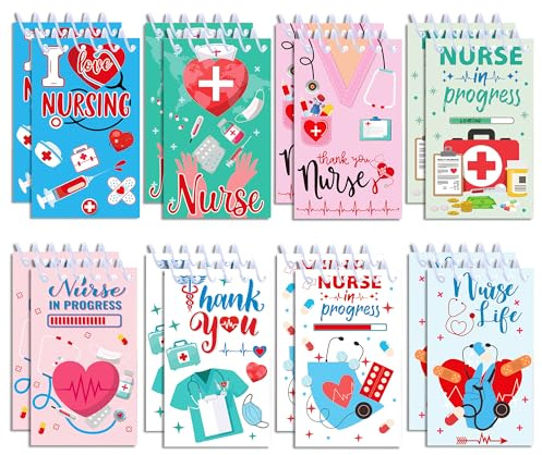 16 Pcs Nurse Memo Note Pads Mini Blank Notepads Spiral Nursing Small Pocket Notepads Medical Journal Notebook Nurse Gifts Nursing Student Daily Planner for Hospital School Supplies (Multicolor Cover)