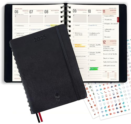 colortouch Terminplaner 2026, Kalender A5, Wochenplaner mit Softcover, Terminkalender Ringbuch, 30 Minuten-Intervalle Planer mit 2 Blatt Aukfleber auf Deutsch, Buchkalender 14 Monate (Nov 25-Dez 26)