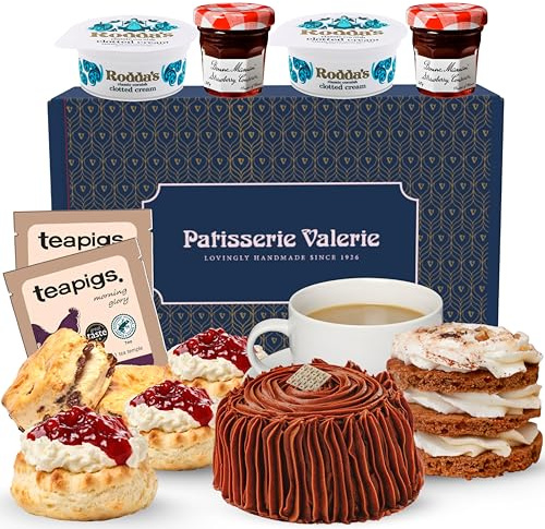 Patisserie Valerie Afternoon Tea Hamper for 2, Classic Cream Tea Gift Set | Fresh Scones, Handmade Cakes, Jam & Clotted Cream | Birthday Food Hamper for Her & Him, Thank You Gifts for Women & Men
