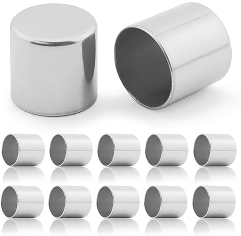 Ganzoo Metallkappen Endkappen 10er Set für 10mm PPM Seil und Tau, Kordelende Abschluss für Hundeleine, Halsband, Kette, Schmuck, silber verchromt, technische Daten: innen 9,8mm außen 10,1mm Höhe 9,8mm