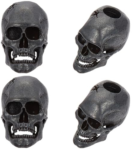 OLYCRAFT 4 Stück Totenkopf-Messing-Europäische Perlen mit 6mm-Loch - Gunmetal-Skelett-Charms für Armbänder