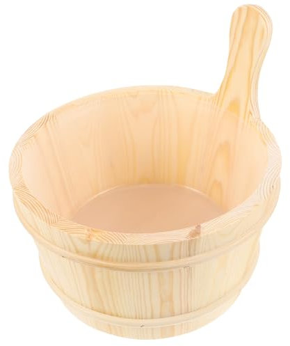 PHENOFICE Holzfass Saunakübel Mit Holzgriff Naturholz Saunaeimer Für Sauna Spa Bad Großes Fassungsvermögen Langlebig Und Verschleißfest