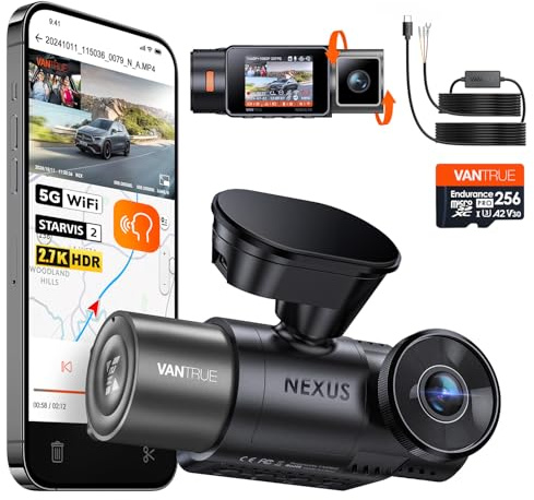【Bundle: Vantrue N2X Front Inside Dash Cam + Hardwire Kit+ Vantrue 256GB SD Card】 Dual Dashcam, Infrared Cabin Camera, STARVIS 2, GPS, WiFi Dash Cam