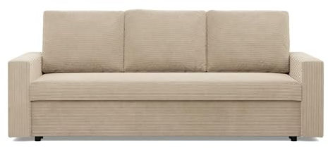 Mebligo - NEO Kollektion Sofa 3 Sitzer Mit Schlaffunktion 220 x 92 x 85 cm, Schlafsofa Klein Mit Bettkasten, Wohnzimmer 3 Und 2 Sitzer, Beige
