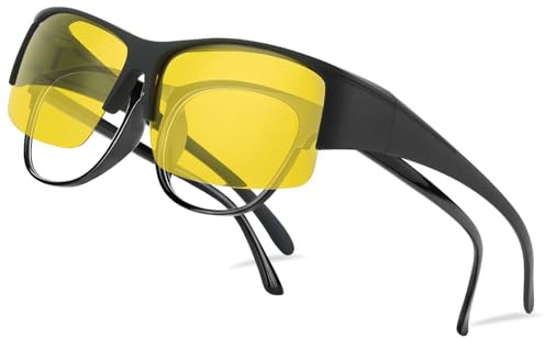 Nlieanuc Lunettes de Nuit Polarisées Surlunettes de Soleil Conduite pour Homme Femme Lunettes Jaunes Polarisés Lunette Vision Nocturne Anti-éblouissement