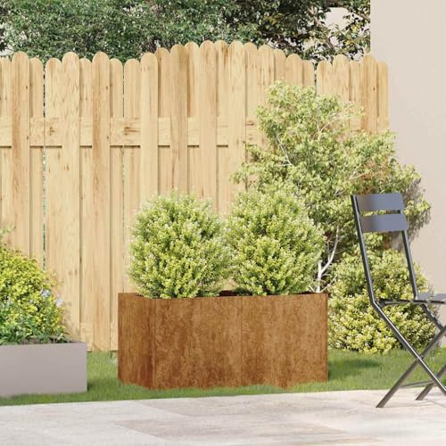 Gecheer Fioriera,da Giardino,Vaso Portafiori Piante Giardinaggio,Letto Rialzato da Giardino,Fioriera da Esterno Grande,Fioriera Rialzata da Giardino, Arrugginita 80x40x40 cm in Acciaio Corten