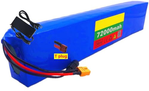E-Bike-Akku 36V 72Ah Lithium-Akku 10S4P Lithium-Ionen-Elektrofahrrad-Akku für 100–500 W Elektrofahrrad Motorrad Roller T Plug,36V 72Ah