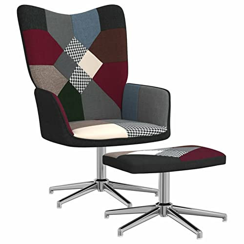 Moderner Stoffsessel mit Drehhocker für Wohnzimmer, Schlafzimmer und Arbeitszimmer