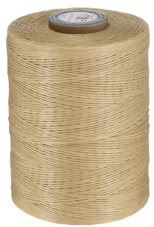 QUARKZMAN Gewachst Nähgarn für Nähmaschine 0,8mm x 780m, Flacher Wachsfaden, Sattlergarn, Polyester Garn für Leder Nähen, Buchbinden, Reparatur, geflochtene Armbänder, Dunkles Leinen
