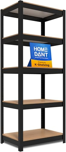 HOMEDANT House Black 24.1 W 5 Tier Storage Shelves Garage Shelving Unit