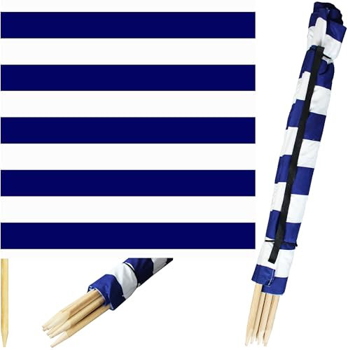 Pullmer Windschutz Strand 4m, Sichtschutz für Strand, Garten und Camping, Strandwindschutz, Strandzaun (weiß-blau Streifen)
