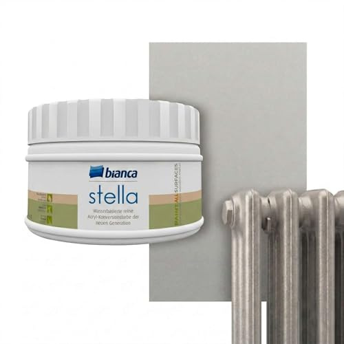 Bianca Stella Esmalte para Radiadores Resistente al Calor, Pintura para Calefacción a Base de Agua, Plata, Brillante, Antirrayas & Alta Cobertura, 250ml
