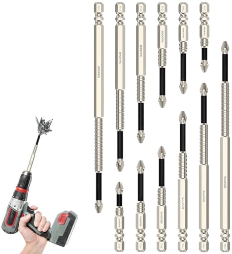 Dayinkes 12PCS High Magnetic Screwdriver Drill Bit Set, Anti-Slip Magnetic Screwdriver Bits, with Quick-Change Precision Tips 25-150mm Multi-Size Set, for Professional DIY & Tech Maintenance