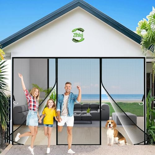 Zlhloj Moustiquaire Double Porte Fenetre Aimantée Magnetique, 300x220 cm Rideaux Anti Mouches pour Porte, Rideaux Toile Insect Ecran,Moustiquaire Baie Vitree Coulissante, Sans Perçage Noir