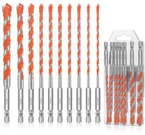 Linkstyle Bohrer Set, 10-Tlg Betonbohrer Mit YG8X Hartmetall, 1/4 Zoll Schaft Für Stein Fliesen Beton DIY