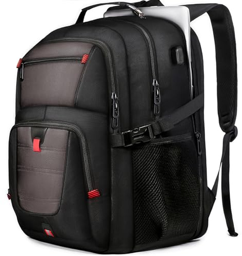 Z-MGKISS Large Travel Laptop Backpack, Anti-Theft 17.3 Laptop Rucksack with USB, TSA-Friendly Work & Travel Bag for Men Women, Grey