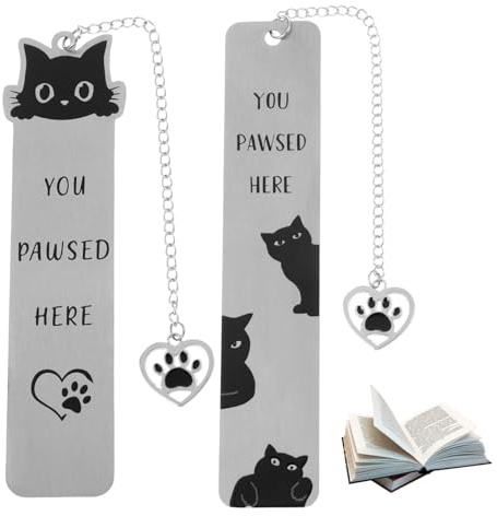 2Stück Lesezeichen Metall Katze,Geschenke Für Leseratten,Lesezeichen Personalisiert,Entzückende lesezeichen Mit Katzenpfotenanhänger,Hochwertige Geschenke Für Frauen Perfekt Geburtstage Und Weihnachte
