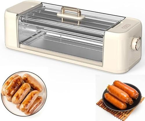 Machine à Rouleaux à Hot-Dog, Mini Machine à Hot-Dog Domestique 500w pour Saucisses Grillées, Hot-Dogs Barbecue Multifonctions, Machine à Saucisses Rôties pour Le Petit-déjeuner