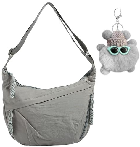 UJBVCX Borsa Mezzaluna Donna, Crossbody Bag Hobo con Tracolla Regolabile Marsupio, con Cerniera per Tempo Libero, Lavoro, Viaggi (Grigio)