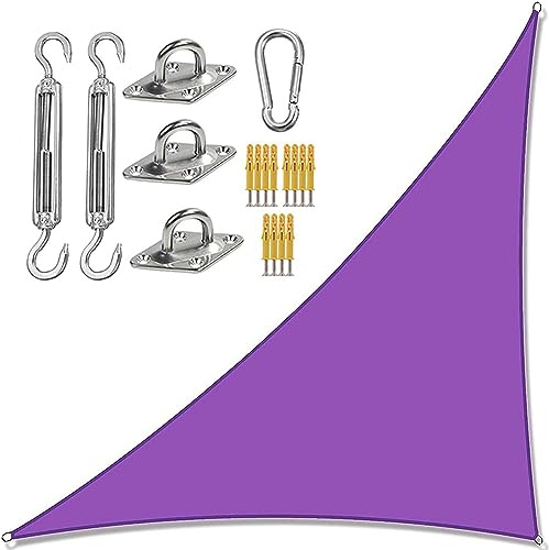 Waterproof Triangle Sun Shade Sail Canopy 2m x 2m x 2m with Fixing Kit - Right Angle UV Block Awning for Garden Picnic Camping - Purple Outdoor Protection