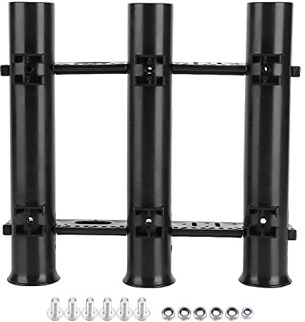 Zymothrix Vertical 3 - Link Fishing Rod Rack, Outdoor Fishing Pole Tube Bracket, Space - Saving Storage Holder with Slotted Design for Reels, Includes 3 Tubes and Fixed Rods for Boat Garage