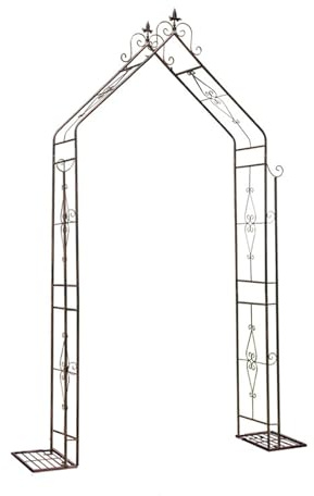 NEONMAN Arche de Jardin en Fer Forgé – Arche Jardin Vintage avec Treillis, Arche Rosier Résistant À La Rouille pour Plantes Grimpantes, Jardin Et Mariage(Marron,Base Type)