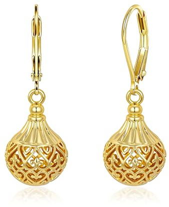 ALEXCRAFT Boucles d'Oreilles Or Femme Rond Filigrane Ajouré