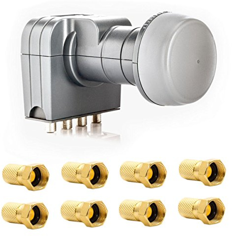 Fuba DEK 417 Quad LNB 4K HDTV UHD mit einem integriertem Quattro Switch für den Direktanschluss von 4 Teilnehmer Receiver mit 8X F-Stecker