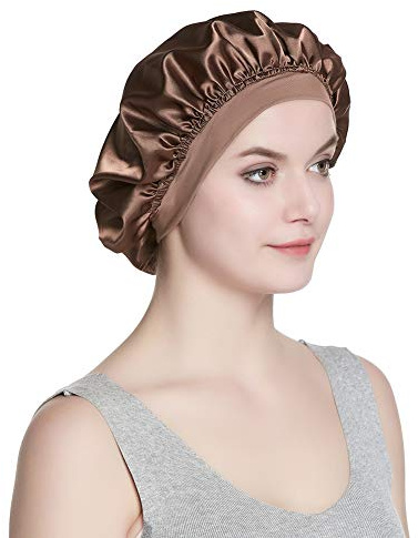Alnorm Satin Kappe Single Layer SchlafmÜTze FÜR Langes Haar Haarkuren FÜR Frauen