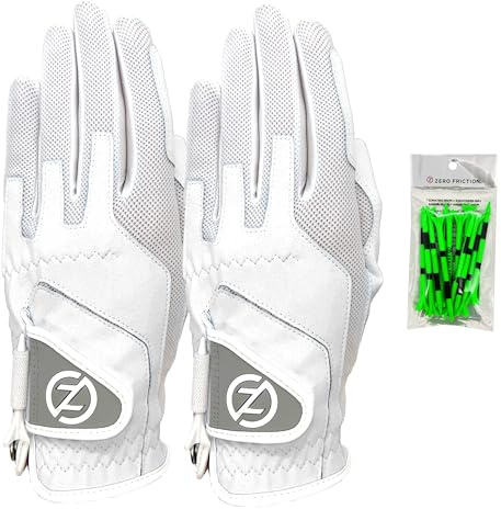 Zero Friction Guantes de Golf sintéticos de Ajuste Universal para Mano Derecha para Mujer, 2 Unidades, Talla única, Color Blanco