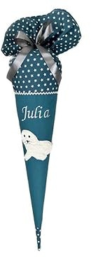Glückspilz Schultüte I Seehund Robbe I Zuckertüte mit Namen personalisiert I Blau Türkis (Schultüte + Kissen + Papprohling)