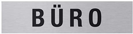 Metafranc Klebeschild Büro - 160 x 40 mm - Aus Aluminium - In moderner Edelstahl-Optik - Selbstklebende Rückseite / Beschilderung / Infoschild / Gewerbekennzeichnung / 507000