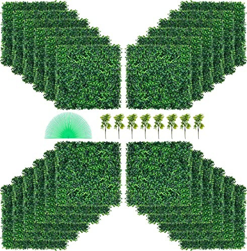 Vevor 24pcs Realistic Artificial Boxwood Hedge Panels UV Protection Solid Construction Faux Foliage Wall Decoration Backdrop