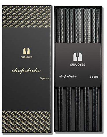 SUPJOYES Återanvändbara ätpinnar i glasfiber – 5 par ätpinnar som gåva, japansk kinesisk minimalism hackpinnar, diskmaskinssäker, 24,6 cm