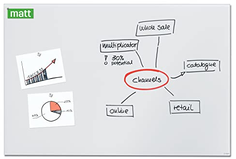 SIGEL Großes Premium Glas-Whiteboard 150x100 cm super-weiß matt | GL520, matt - nicht spiegelnd, Artverum, SGS geprüft, einfache Montage, incl. 2 starke Magnete, Glas-Magnettafel