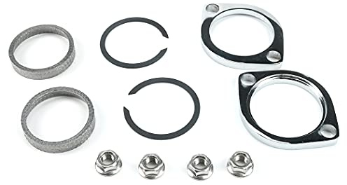 New Exhaust Flange Install Kit Pair Flanges Gaskets C-Clips Nuts Washers for Harley | Pair Flanges Gaskets C-Clips Nuts Washers