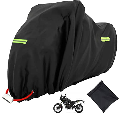 Rouzin Motorrad Abdeckplane XXXL, Motorradgarage Abdeckung Wasserdicht 245x105x125cm, 210D Oxford Stoff Abdeckhaube Motorrad Universal Schutzhülle Motorrabdeckung