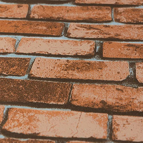 NOVECRAFTO Brown Brick Effect Wallpaper Set of 4 Rolls to Cover 216.79 ft² (20.14 m²) Glue Included in Set | 3D Brick Wallpaper with Easy Paste The Paper Application