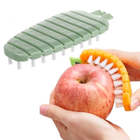 TECKI 2 Piezas Estropajo Cocina Curvo, Cepillo Limpieza Hogar para Limpiar Verduras y Frutas, Limpiador de Frutas y Verduras, Cepillo para Platos, Utensilios de Limpieza para Superficies Curvas