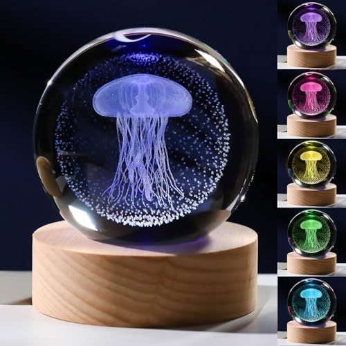 3D-Quallen-Geschenke für Frauen – Kristallkugel, 60 mm, Quallen-Figuren, Dekoration, Glastierfigur, Andenken, Briefbeschwerer