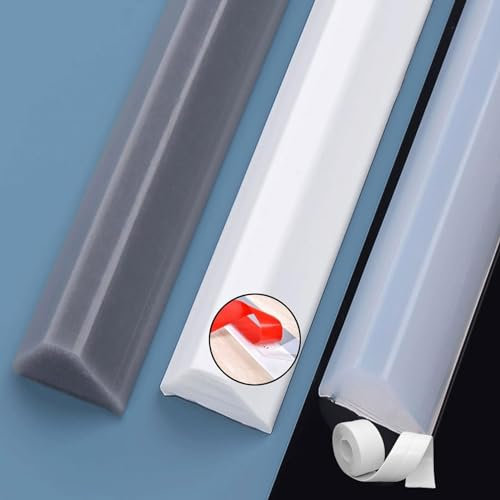Bodendichtungs-Haltestreifen, zusammenklappbarer Badezimmer-Wasserrückhaltestreifen aus Silikon mit Dichtungsband, Wasserdamm für Waschbecken, Dusche, Wannenschwellen-Wasserbarriere ( Color : Gris , S
