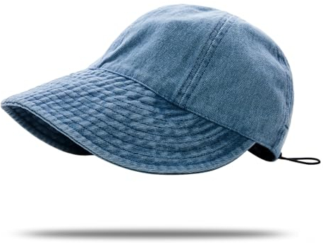 YAMEE Denim Sonnenhut mit Großer Krempe, Verstellbare Baseball Cap für Damen, Outdoor Strandhut Sonnenschutz