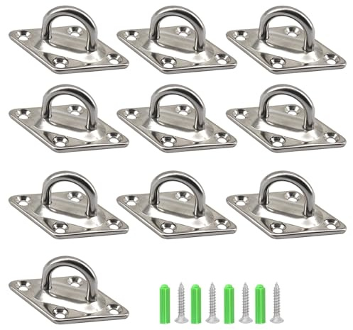 Zerniple (10 Stück) M6 Hänge-Deckenhaken, 304 Edelstahl, Pad-Augenplatte, U-Haken, Wandhaken, Klammerringe, Haken, Hardware