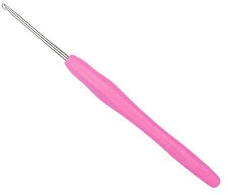 Coopay Häkelnadel 2,25 mm, 1 Stück Metall Spitze Häkelnadeln für Spitzen und Feines Häkeln, Kleine Häkelnadel mit Weichem Griff, Feine Häkelnadeln Ergonomisch TPR Griff Häkelnadeln 2,25 mm