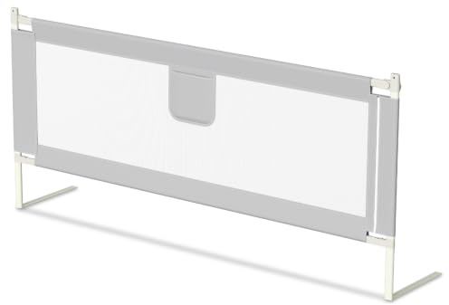 Ikodm Sänggaller, fallskydd, 200 cm, sängskydd, barnsängsskydd för barn och föräldrarnas sängar, justerbar höjd 64–96 cm med luftigt nät, stabilt, grått, 2 stycken