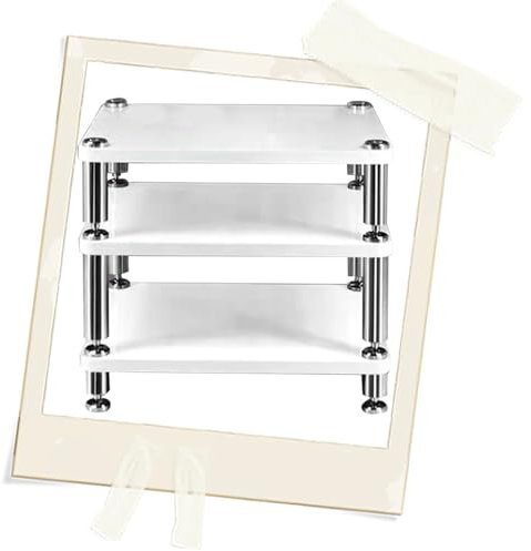 ILOOXI Estante HiFi Estante AV 3 Niveles Gabinete De Audio HiFi Mesa para Impresora para Equipo De Música ﻿(White,25+30cm/10+12inch)