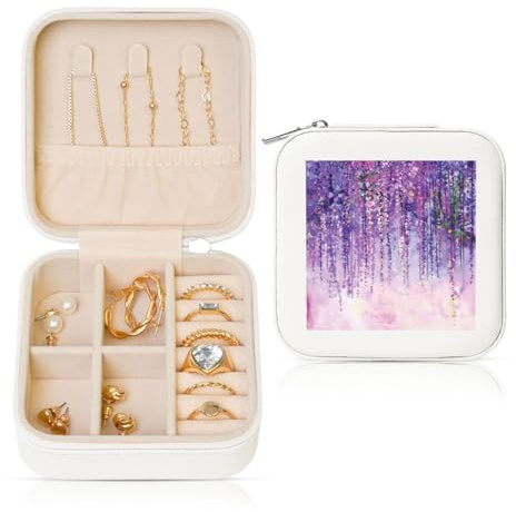 GSGCSBYMLG Boîte à bijoux carrée en cuir avec imprimé floral et lierre