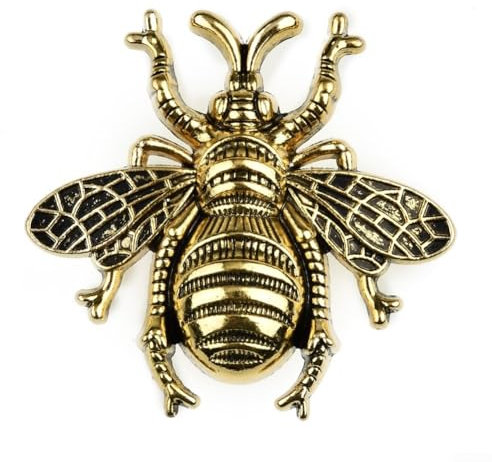 UTTASU Unique Design Brass Bee Shape Wardrobe Knob, Furniture Handles for Doors and Cabinets, Enhance Room Decor (Golden Black)