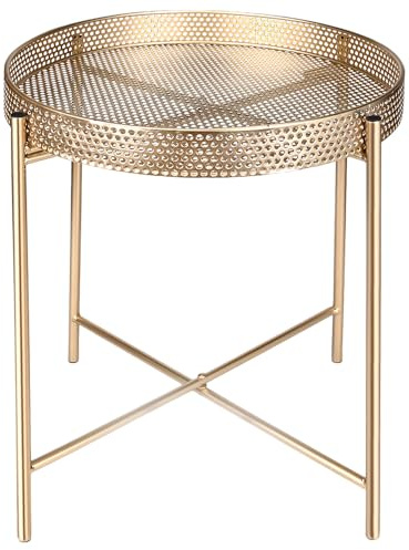 Unibos Coffee Tables, Side Tables, Robust Steel Frame, for Living Room, Bedroom, Rustic Stunning Gold LET040B99- Gold